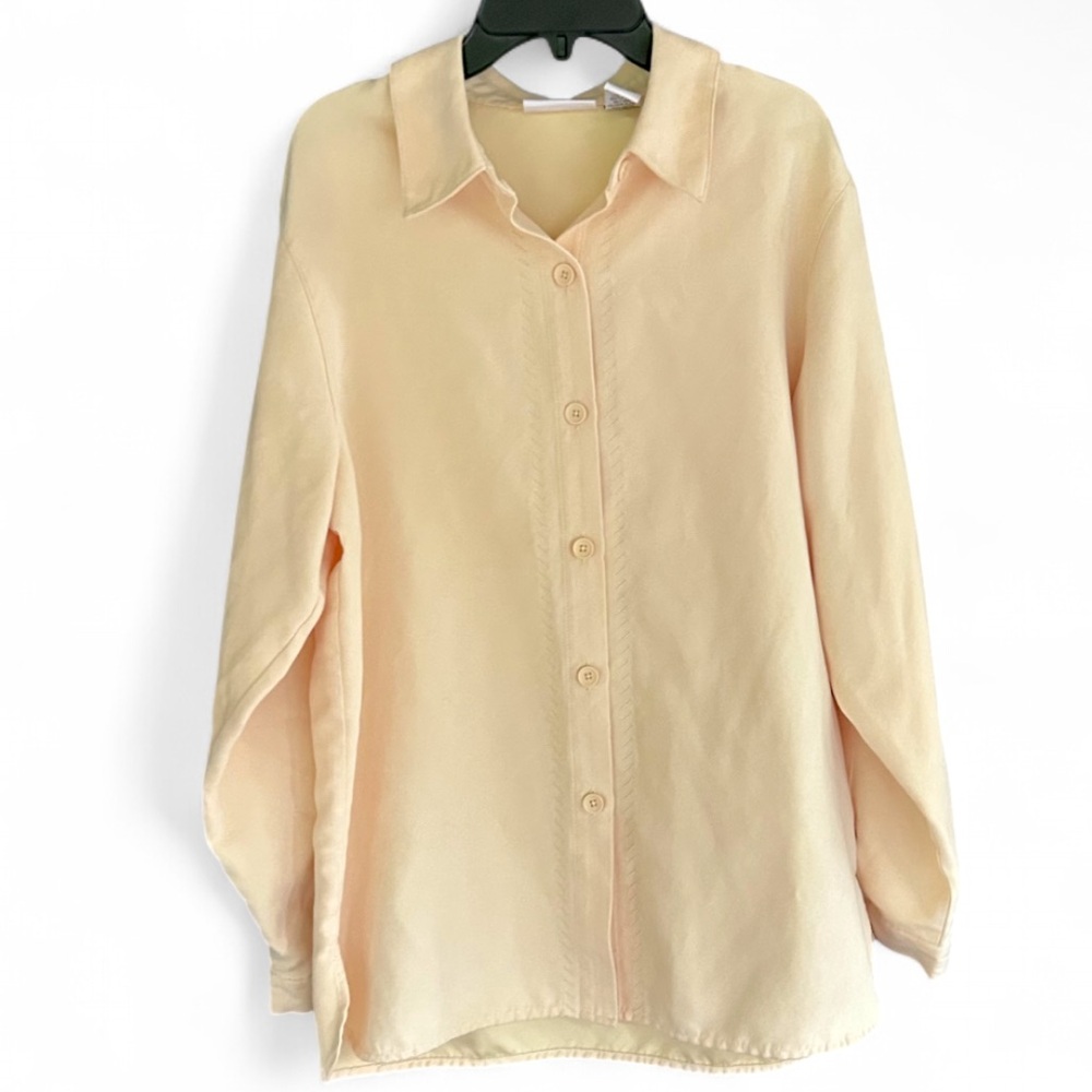 Y2K Yellow Velvety Faux Suede Oversized Button Down Shirt 90s Western Top | Sz S